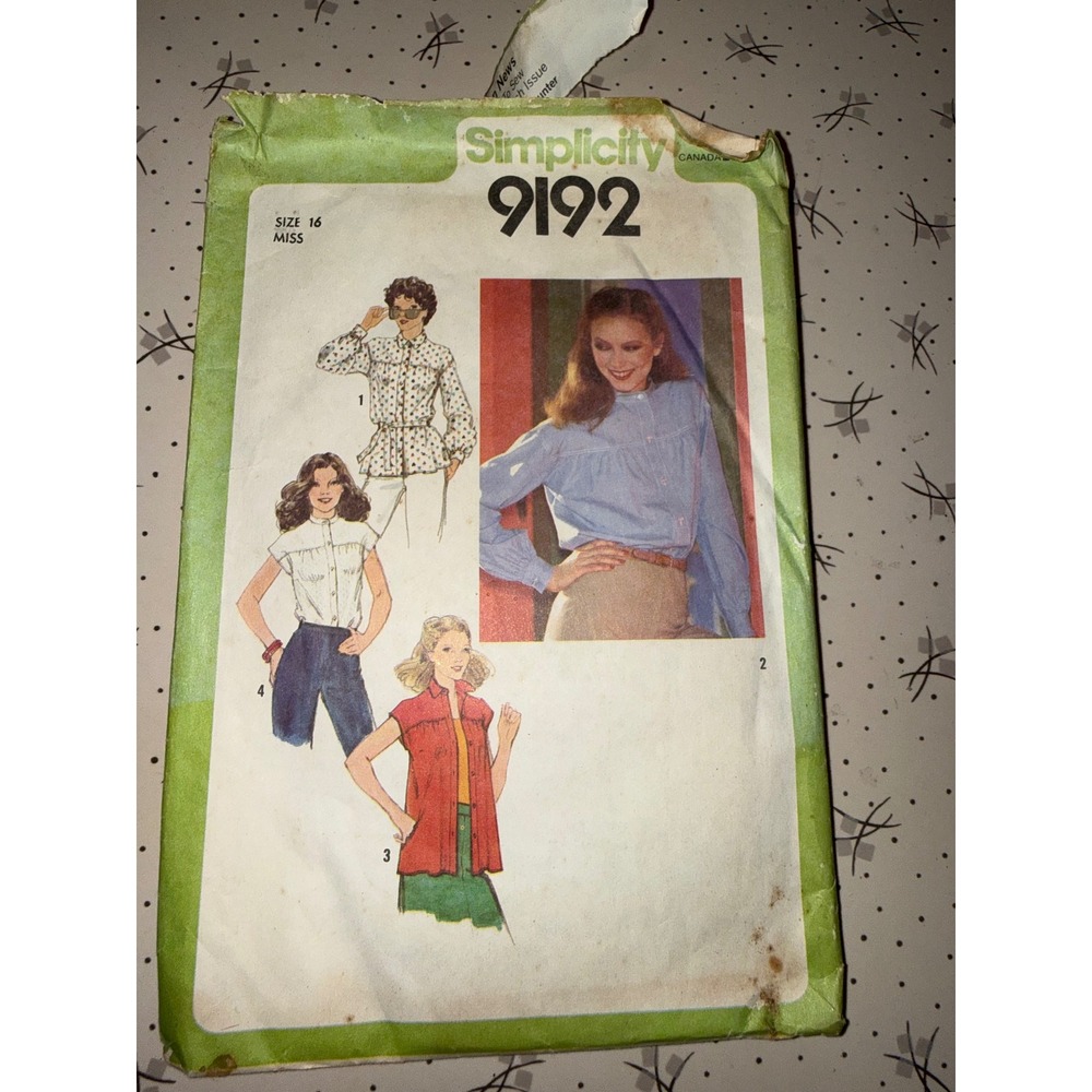 Vintage 1979 Simplicity 9192 Misses Shirt Tie Belt Pattern Size 16 Bust 38 Blous
